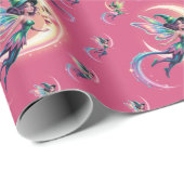 Papier Cadeau Sorcière d'Halloween néon, sorcière d'Halloween, (Coin rond)