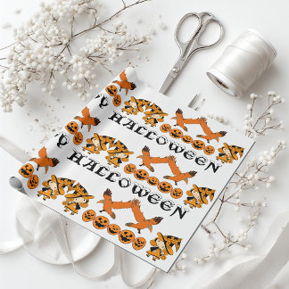 Papier Cadeau Sorcière errante Éffrayant Jack O Lanterns Hallowe