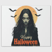 Papier Cadeau Sorcière gothique d'Halloween (Plat)