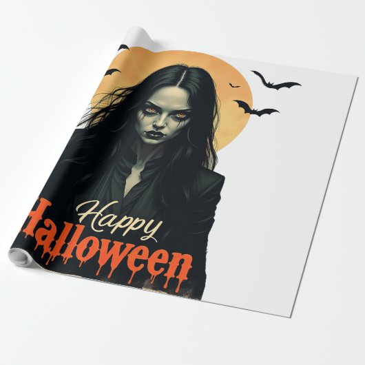 Papier Cadeau Sorcière gothique d'Halloween (Déroulé)