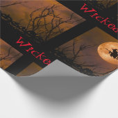 Papier Cadeau Sorcière noire Orange Éffrayant Halloween (Coin)