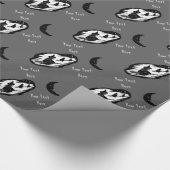 Papier Cadeau sorcière sur balai avec chat et chauve-souris noir (Coin)