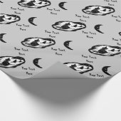 Papier Cadeau sorcière sur balai avec chat et chauve-souris noir (Coin)
