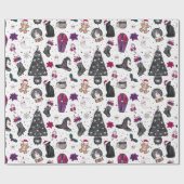 Papier Cadeau Sorcières Motif de Noël (Plat)
