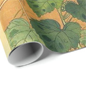 Papier Cadeau SOUFFLE, BOUTEILLE, FEUILLE VERT Floral japonais (Coin rond)