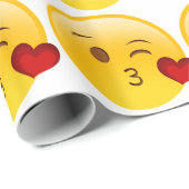 Papier Cadeau Soufflez un autocollant d'emoji de baiser (Coin rond)