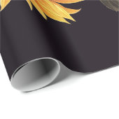 PAPIER CADEAU SOUFFRANCES AVEC FEUILLES VERTS EN NOIR (Coin rond)