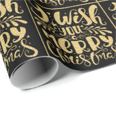 Papier Cadeau Souhaitez-Vous Une Jolie Typographie Or De Noël (Coin rond)