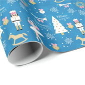 Papier Cadeau Souhaits de Noël de casse-noix, d'arbre et de (Coin rond)