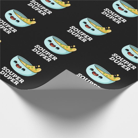 Papier Cadeau Souper Duper Funny Soup Pun Dark BG (Coin)