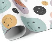 Papier Cadeau Sourires d'anniversaire Blanc (Coin rond)