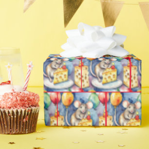 Papier Cadeau Souris Anniversaire Au Fromage
