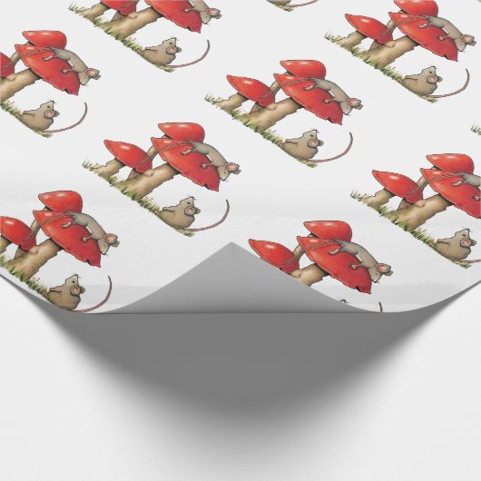 Papier Cadeau Souris avec des champignons, souris de sommeil, (Coin)
