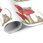Papier Cadeau Souris avec des champignons, souris de sommeil, (Coin rond)