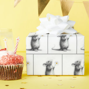 Papier Cadeau Souris Avec Faisceau Blanc