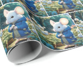 Papier Cadeau Souris blanches dans le jardin (Coin rond)