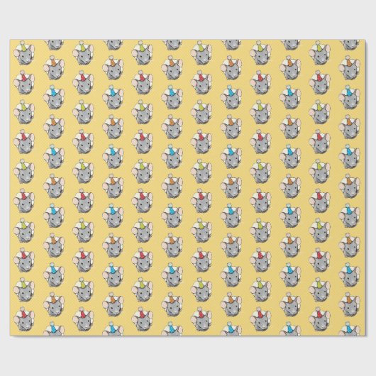 Papier Cadeau Souris d'anniversaire au fromage Polka Dot (Plat)