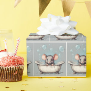 Papier Cadeau Souris dans le bain bulle