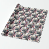 Papier Cadeau Souris dans une robe rose avec des chaussons (Déroulé)