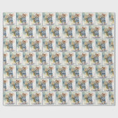 Papier Cadeau Souris D'Aquarelle Avec Bouquet De Maisy (Plat)