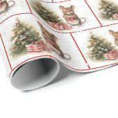 Papier Cadeau Souris D'Aquarelle Dans Les Flammes De Neige (Coin rond)