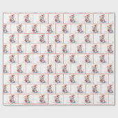 Papier Cadeau Souris D'Aquarelle Dans Les Flammes De Neige (Plat)