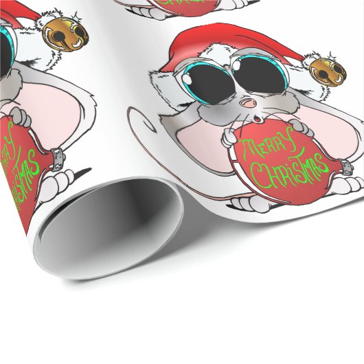 Papier Cadeau Souris de Noël (Coin rond)