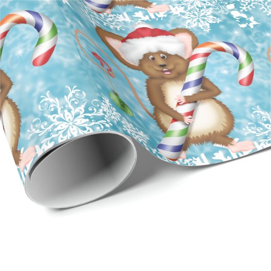 Papier Cadeau Souris de Noël (Coin rond)