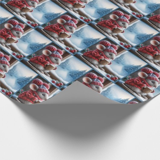 Papier Cadeau Souris De Noël Avec Coco Chaud (Coin)