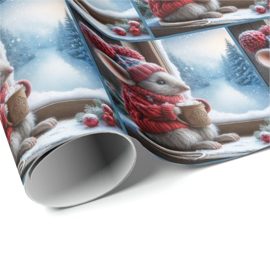 Papier Cadeau Souris De Noël Avec Coco Chaud (Coin rond)