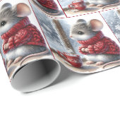 Papier Cadeau Souris De Noël Avec Du Coca Chaud À La Vapeur (Coin rond)