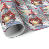 Papier Cadeau Souris De Noël Avec Ornement (Coin rond)