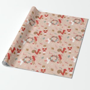 Papier Cadeau Souris d'écureuil blanc rouge Noël