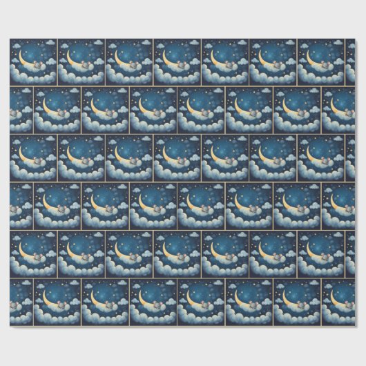 Papier Cadeau Souris dormant dans un nuage (Plat)