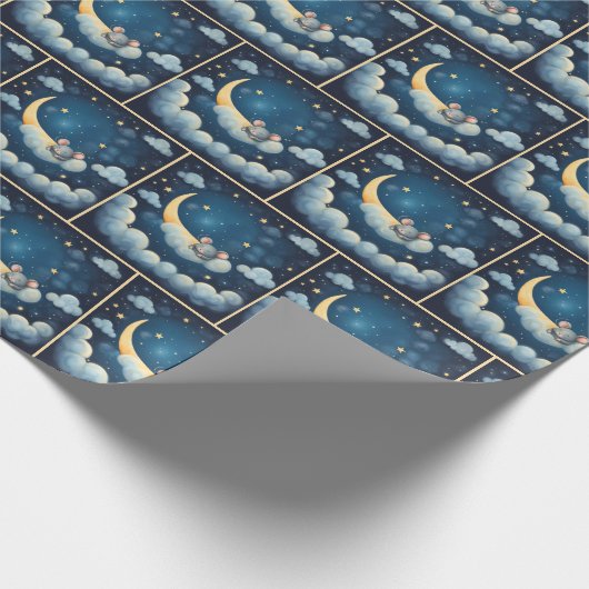 Papier Cadeau Souris dormant dans un nuage (Coin)