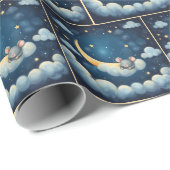 Papier Cadeau Souris dormant dans un nuage (Coin rond)