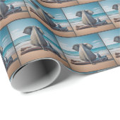 Papier Cadeau Souris et éléphant sur le journal de plage (Coin rond)