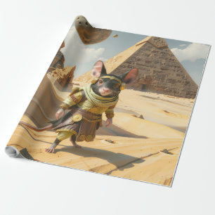 Papier Cadeau Souris exploratrice du désert Steampunk