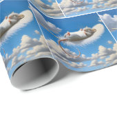 Papier Cadeau Souris flottant sur une plume (Coin rond)