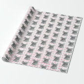 Papier Cadeau Souris gris sur En vichy (Déroulé)