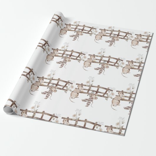 Papier Cadeau Souris Jacquard douce avec cuillère, clôture, sour (Déroulé)