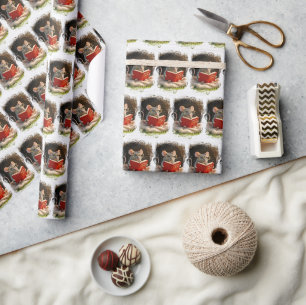 Papier Cadeau Souris lisant un livre