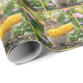 Papier Cadeau Souris mangeant du maïs en épi (Coin rond)