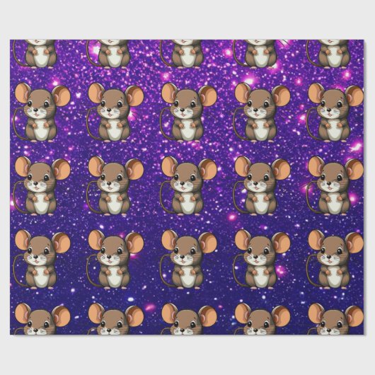 Papier Cadeau Souris mignonne Charmant Caractère Thématique Enve (Plat)