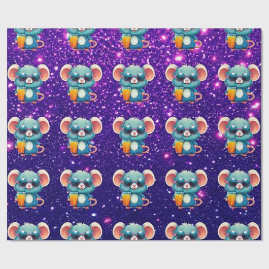 Papier Cadeau Souris mignonne Charmant Caractère Thématique Enve (Plat)