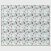 Papier Cadeau Souris mignonne et baies rouges scène de neige (Plat)