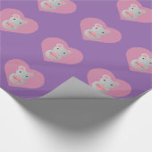 Papier Cadeau Souris mignonne tenant un coeur. (Coin)