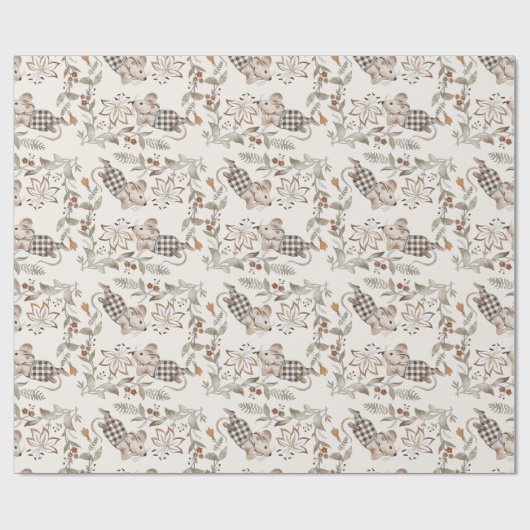 Papier Cadeau Souris Soignée, Crème À damiers Poitrines (Plat)