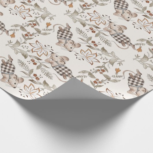 Papier Cadeau Souris Soignée, Crème À damiers Poitrines (Coin)