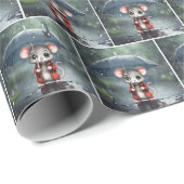 Papier Cadeau Souris sous un parapluie (Coin rond)